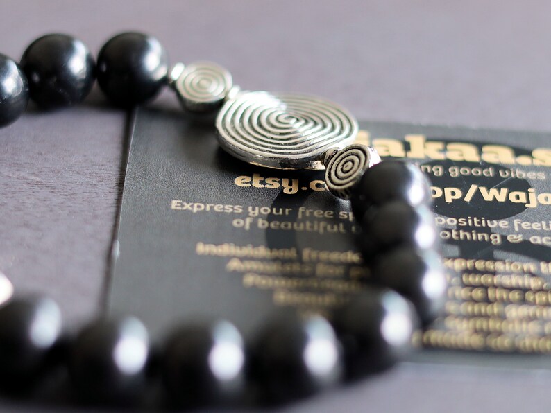 bLACKLINE SERIES Shungite bracelets combined with The Universe Spiral. Reach harmony between your body and soul.