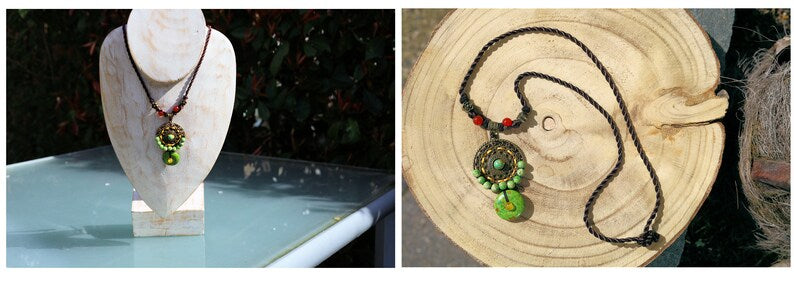 3D Design Handmade Bohemian Necklaces. Stone, Rhinestone beads, wood, gemstones, copper alloy. Tibet, Nepal style! (kopie)