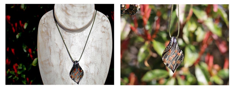 Murano-inspired twisted GLASS PENDANTS lampworks necklaces. The glass is handcrafted and hand-blown
