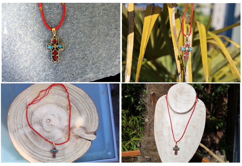 Handmade Polymer Clay Pendants, with Brass Findings, Nickel Free, Raw(Unplated), Cross, Colorful,