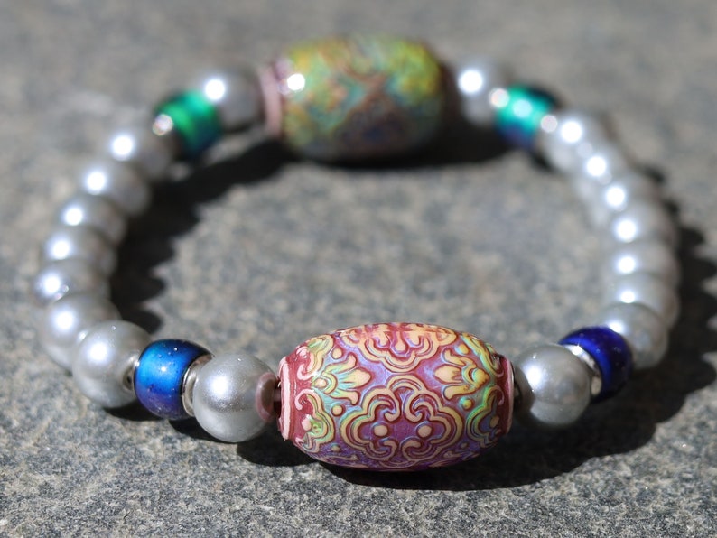 Color-changing Mood Mirāja collection. Glass Pearl Graphite . Impressive beads for special jewelry with Mirage Mood Persian Beauty Bead