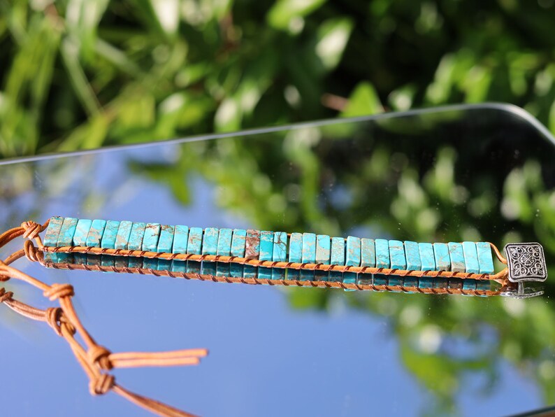 Multi color Natural Gem Leather Tibetan beads Adjustable Bracelet. These beautiful chakra bracelets are handmade from high-quality jasper natural stones.