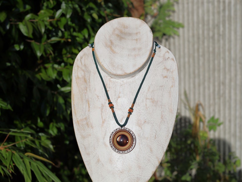 Dragon Eyes necklace, different colors, strength, power, and authority, Wood Cabochon, personal empowerment and self-assurance