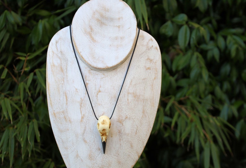 3D Raven Bird Skull Necklace. Each piece is a unique work of art, handcrafted from resin to capture the intricate details