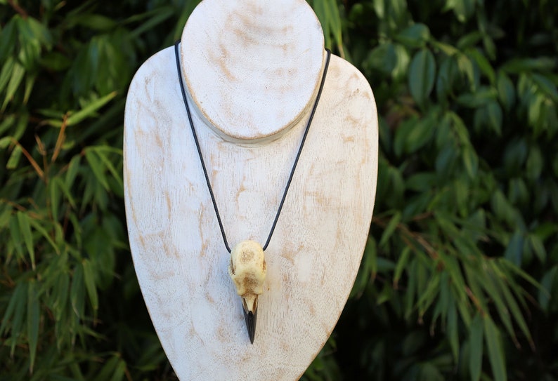 3D Raven Bird Skull Necklace. Each piece is a unique work of art, handcrafted from resin to capture the intricate details