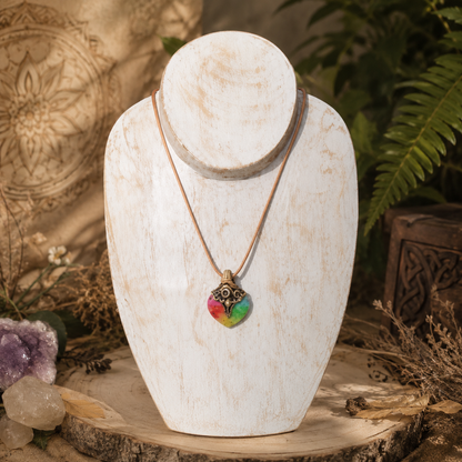 Natural Rainbow Solar Quartz Pendant, Designer Handmade Polymer Clay Pendant