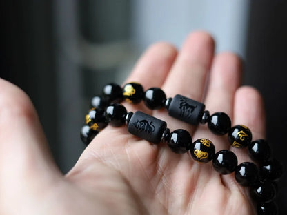 12 Zodiac Constellation Horoscope Signs Bracelets. Unique with Buddhist Words Om Mani Padme Hum Mantra. Horoscope Bracelet Gifts