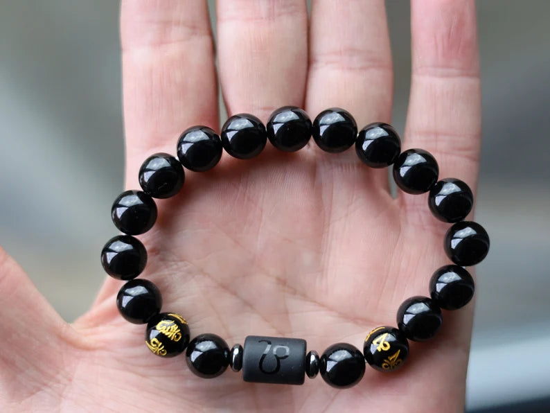 12 Zodiac Constellation Horoscope Signs Bracelets. Unique with Buddhist Words Om Mani Padme Hum Mantra. Horoscope Bracelet Gifts