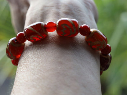 Exclusive Lotus Dzi Bead Natural Stone Bracelet/Tibetan Bead Bracelets. Handmade Tibetan bracelet made by local craftsmen.
