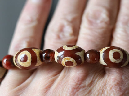Red Dzi Natural Stone Bracelet/Tibetan Dzi. Handmade Nepalese and Tibetan bracelets / necklaces