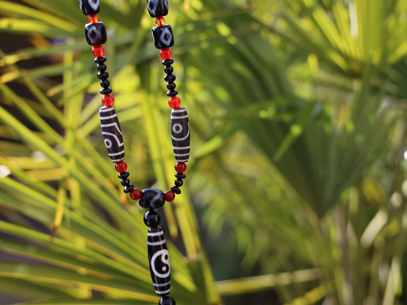 Majestic Huge and heavy Two-eye dZi bead bracelet with Yin-Yang beads and Design. Perfect for having good vibes with style!