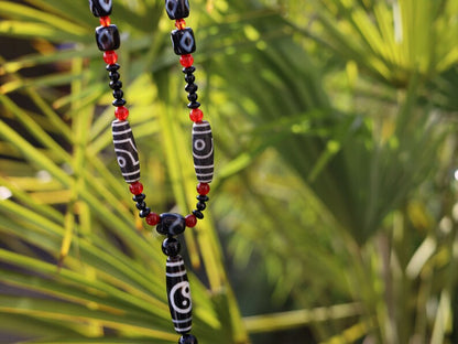 Majestic Huge and heavy Two-eye dZi bead bracelet with Yin-Yang beads and Design. Perfect for having good vibes with style!