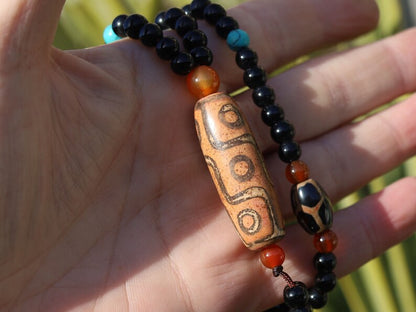 Great Nine-eye dZi bead necklace. It is called “The Star of Prosperity and the Heaven Protection”. Perfect for having good vibes with style!