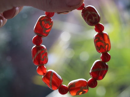 Exclusive Lotus Dzi Bead Natural Stone Bracelet/Tibetan Bead Bracelets. Handmade Tibetan bracelet made by local craftsmen.