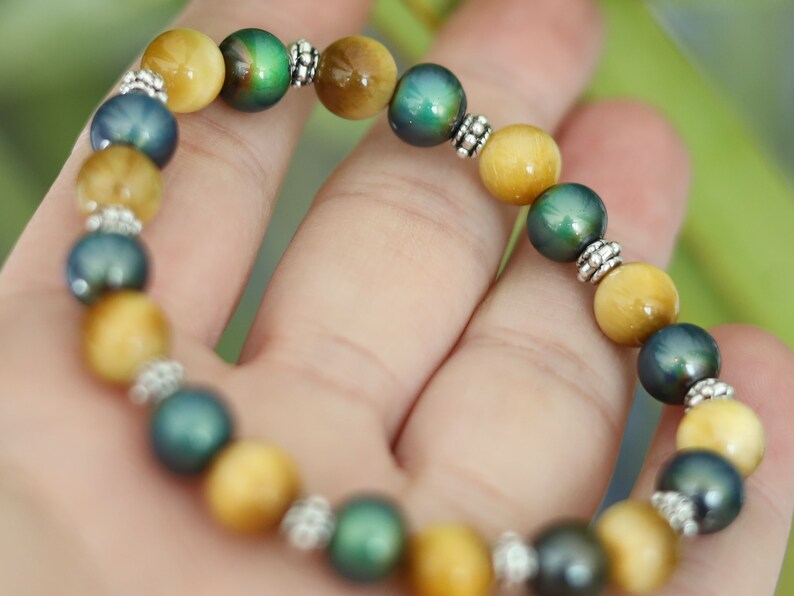 Amazing Color-changing mood beads & GOLD Tiger eye / Tribal Silver Plated Spacer Beads! Inspired by the mood jewelry of the '60's and '70's