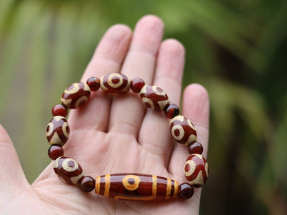 Red Dzi Natural Stone Bracelet/Tibetan Dzi. Handmade Nepalese and Tibetan bracelets / necklaces