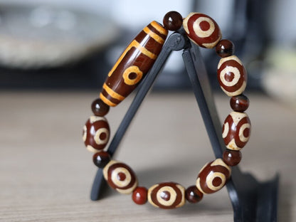 Red Dzi Natural Stone Bracelet/Tibetan Dzi. Handmade Nepalese and Tibetan bracelets / necklaces