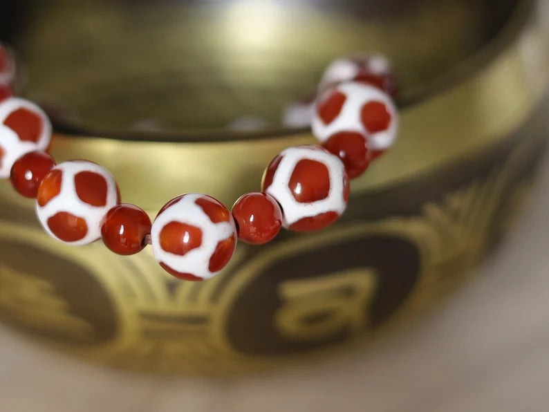 Unique Natural Stone Bracelet/Tibetan Dzi  Bead Charm Bracelets. Tibetan Buddhist jewelry have both religious and spiritual essenc