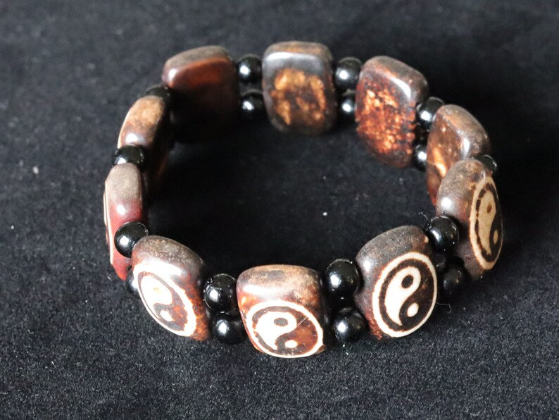 Magic Tibetan Agate Taichi dZi Bead Bracelet. Perfect for having good vibes with style! originally designed and handmade.