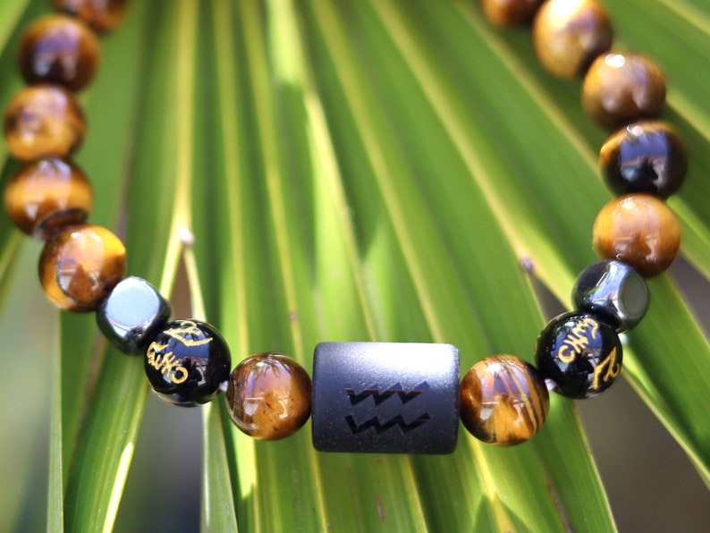 12 Zodiac Constellation Horoscope Signs Bracelets. Unique with Buddhist Words Om Mani Padme Hum Mantra. Horoscope Bracelet Gifts