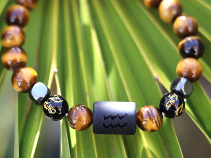 12 Zodiac Constellation Horoscope Signs Bracelets. Unique with Buddhist Words Om Mani Padme Hum Mantra. Horoscope Bracelet Gifts