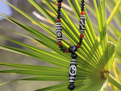 Majestic Huge and heavy Two-eye dZi bead bracelet with Yin-Yang beads and Design. Perfect for having good vibes with style!