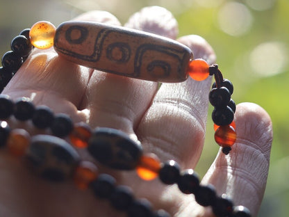 Great Nine-eye dZi bead necklace. It is called “The Star of Prosperity and the Heaven Protection”. Perfect for having good vibes with style!