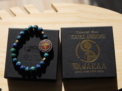Viśēśa Jewel Collection - Miraculous Buddha eyes Blue Jade  bracelet. These eyes look in four directions to symbolize his wisdom.
