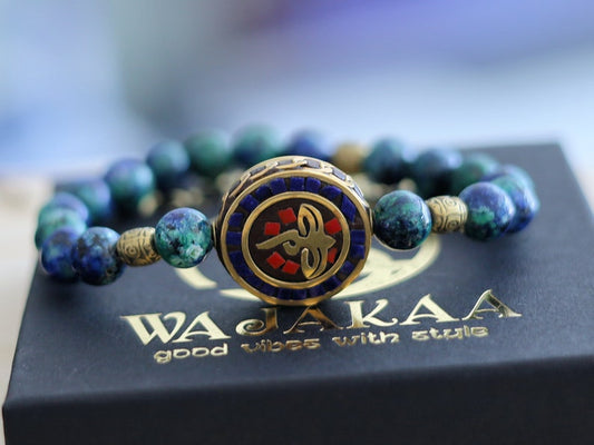 Viśēśa Jewel Collection - Miraculous Buddha eyes Blue Jade  bracelet. These eyes look in four directions to symbolize his wisdom.