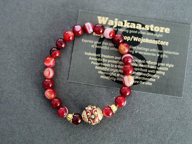 Viśēśa Jewel Collection - Unique cool Dark red agate beautiful grade.  Connects to guardian angels above and Mother Earth below