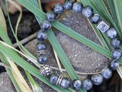 Sterling 925 Silver - Bracelet with Silver Sheen Obsidian Gemstones and Pi Xiu. Popular among business people, investors and gamblers