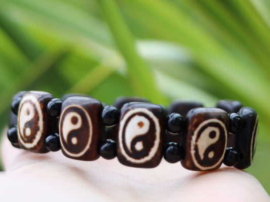Magic Tibetan Agate Taichi dZi Bead Bracelet. Perfect for having good vibes with style! originally designed and handmade.