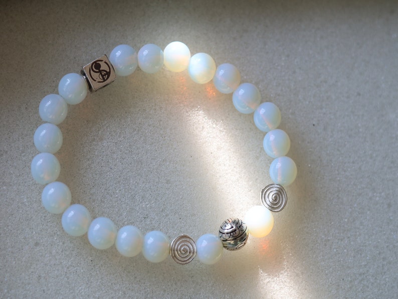 Sterling 925 Silver - Wonderful Opalite bracelet obtains its beautiful appearance and powerful properties.  spiritual crystals and gemstone.