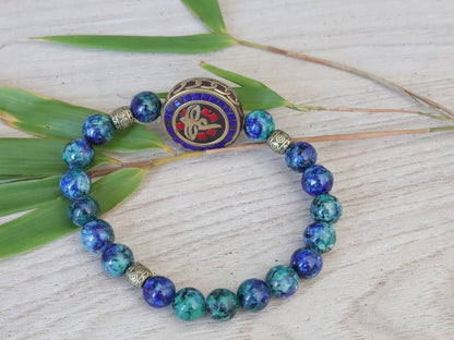 Viśēśa Jewel Collection - Miraculous Buddha eyes Blue Jade  bracelet. These eyes look in four directions to symbolize his wisdom.