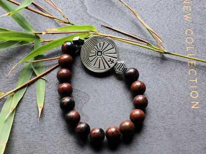 Miraculous Natural Mahogany Obsidian Beads bracelet with beautiful Handmade Antique Silver Tone Spacer Bead.  To strengthen the aura.