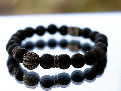 Sterling 925 Silver - Bracelet with Silver Sheen Obsidian Gemstones and Pi Xiu. Popular among business people, investors and gamblers