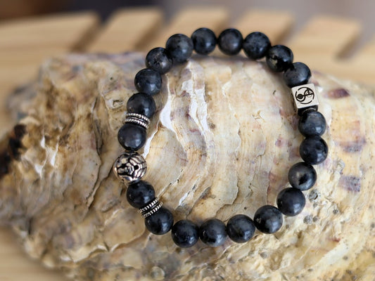 Sterling 925 Silver - Bracelet with Silver Sheen Obsidian Gemstones and Pi Xiu. Popular among business people, investors and gamblers
