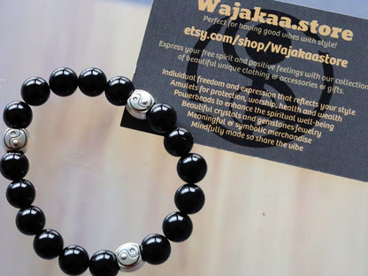 bLACKLINE SERIES Yin Yang/ Tai Chi Beads combined with Black Agate. two opposite sides come together and become whole and balanced.