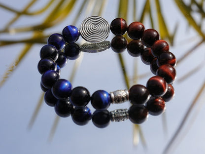 Elegant  Blue Tiger Eye with yellow tiger eye bracelet. Blue Tigers Eye is an amazing stone that will make your mind brighter.