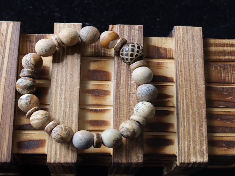 Coral Flower Matte Fossil Chrysanthemum Jasper Healing Stone Gemstone Beads bracelet. bring joy of achievement.