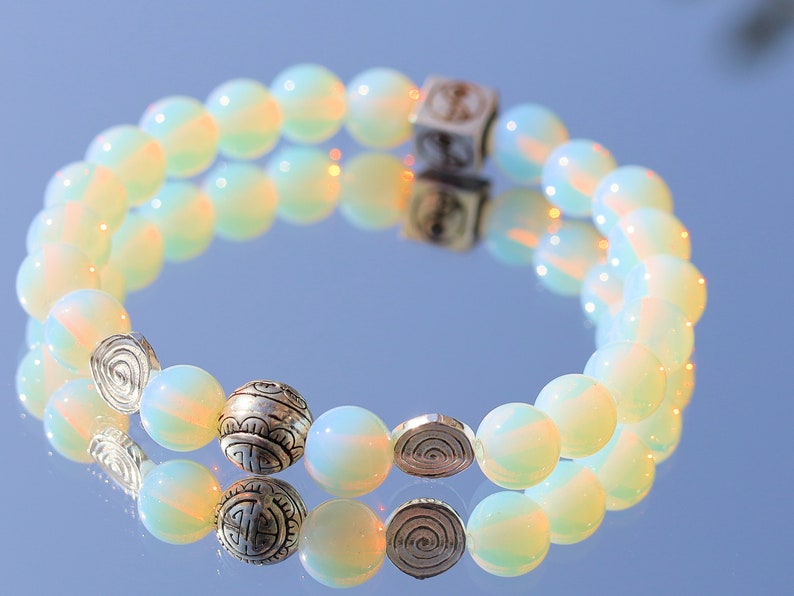 Sterling 925 Silver - Wonderful Opalite bracelet obtains its beautiful appearance and powerful properties.  spiritual crystals and gemstone.