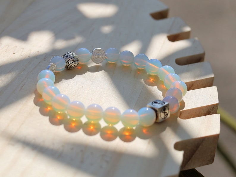 Sterling 925 Silver - Wonderful Opalite bracelet obtains its beautiful appearance and powerful properties.  spiritual crystals and gemstone.