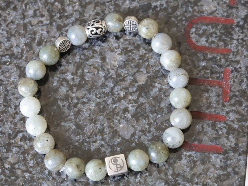 Sterling 925 Silver - Marvellous AAA natural India Labradorite and decorated with Tibetan Style Flat Round Antique Silver.