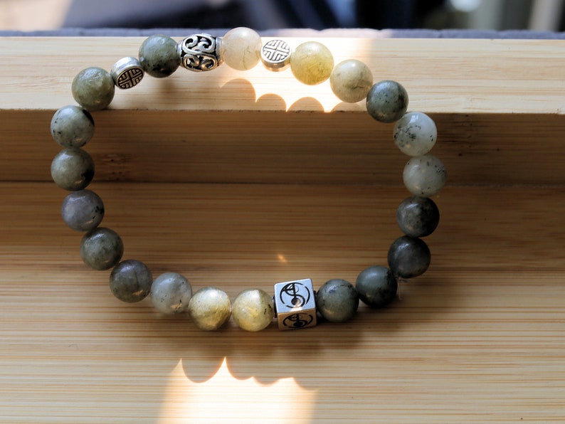 Sterling 925 Silver - Marvellous AAA natural India Labradorite and decorated with Tibetan Style Flat Round Antique Silver.
