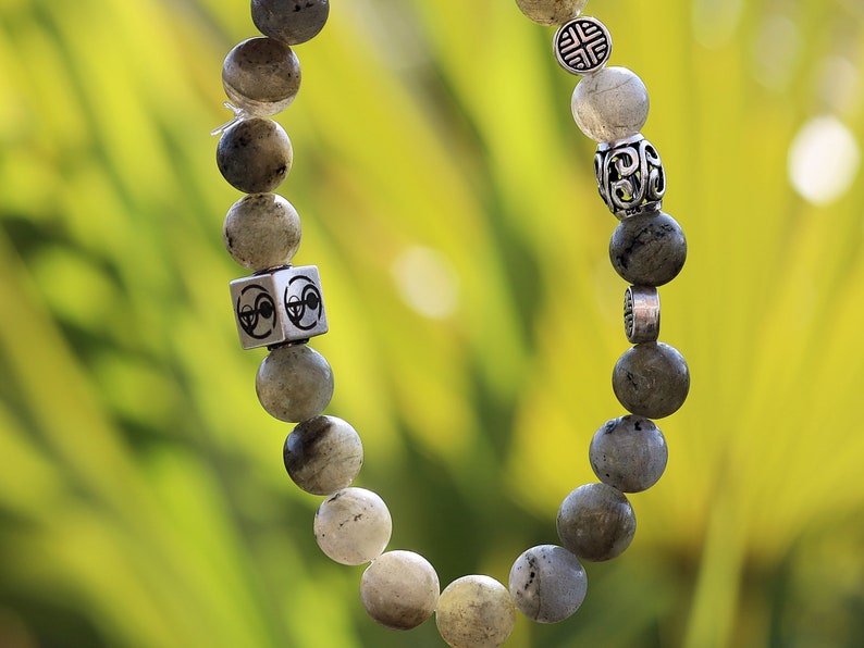 Sterling 925 Silver - Marvellous AAA natural India Labradorite and decorated with Tibetan Style Flat Round Antique Silver.