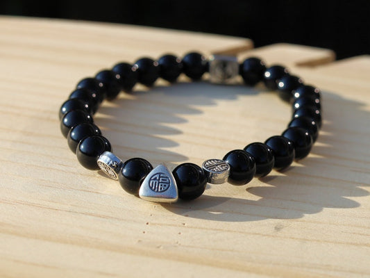 Sterling 925 Silver - Upsetting Black Agate (Onyx) beads bracelet, relieve anxiety and provide protection during hard times.