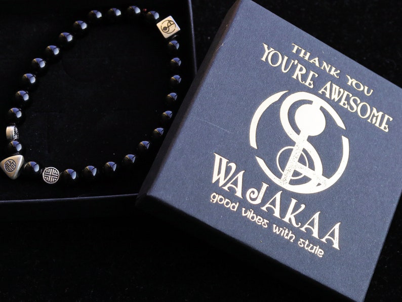 Sterling 925 Silver - Upsetting Black Agate (Onyx) beads bracelet, relieve anxiety and provide protection during hard times.