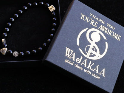 Sterling 925 Silver - Upsetting Black Agate (Onyx) beads bracelet, relieve anxiety and provide protection during hard times.