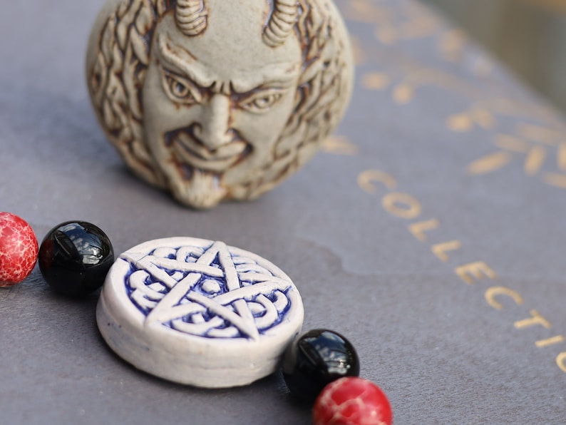 Surprising , Black Agate combines with Natural Sea Sediment Jasper Beads. a symbol of protection, pentagram represents chaos.