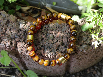 EMO Double row beaded bracelets. Two Row Stone Bracelets. Red agate combined with yellow Tiger eye. Useful for recognizing one’s own needs